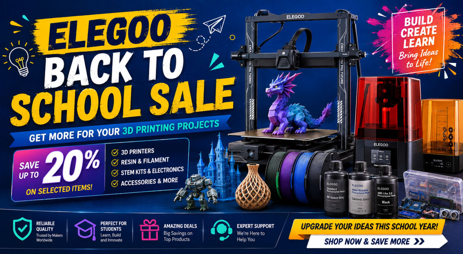 ELEGOO Back to School Sale Get More for Your 3D Printing