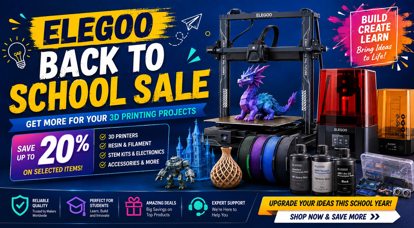 ELEGOO Back to School Sale Get More for Your 3D Printing